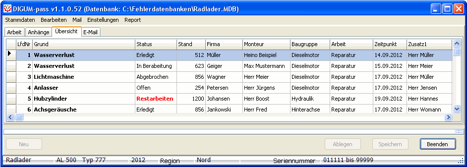 Fehlerdatenbank Fehlerdatenbank